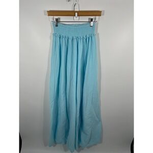 Blanco Womens 100% Cotton Wide Leg Pants Blue Stretch Euro Summer Resort
